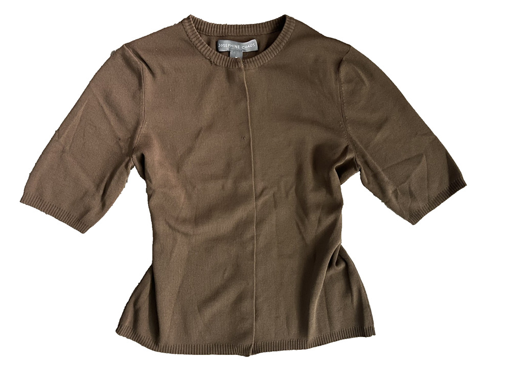 Women's Josephine Chaus Size Medium Brown Half Sleeve Button Up Knit Cardigan